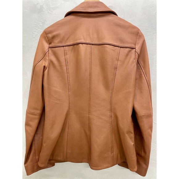 Guess Leather Jacket Small 70s Style Brown Camel Leather Jacket Size Small Guess - Picture 6 of 16